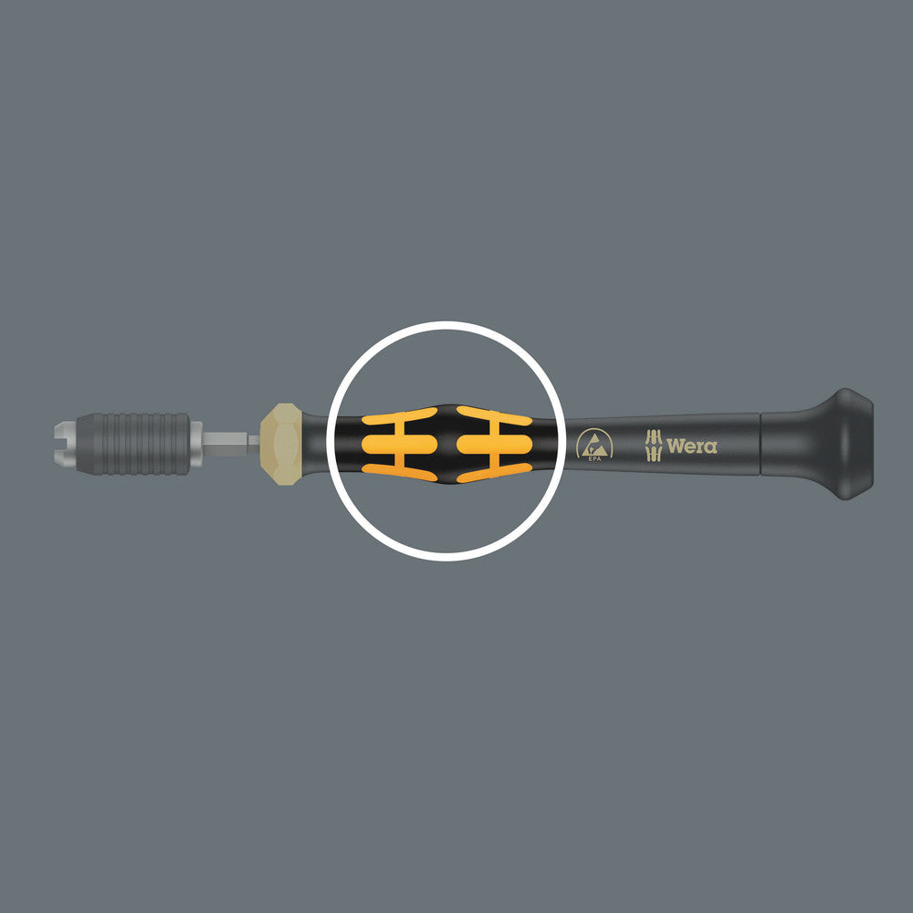 1460 ESD Kraftform Micro torque screwdrivers, with factory pre-set value (0.02-0.11 Nm) and quick-release chuck